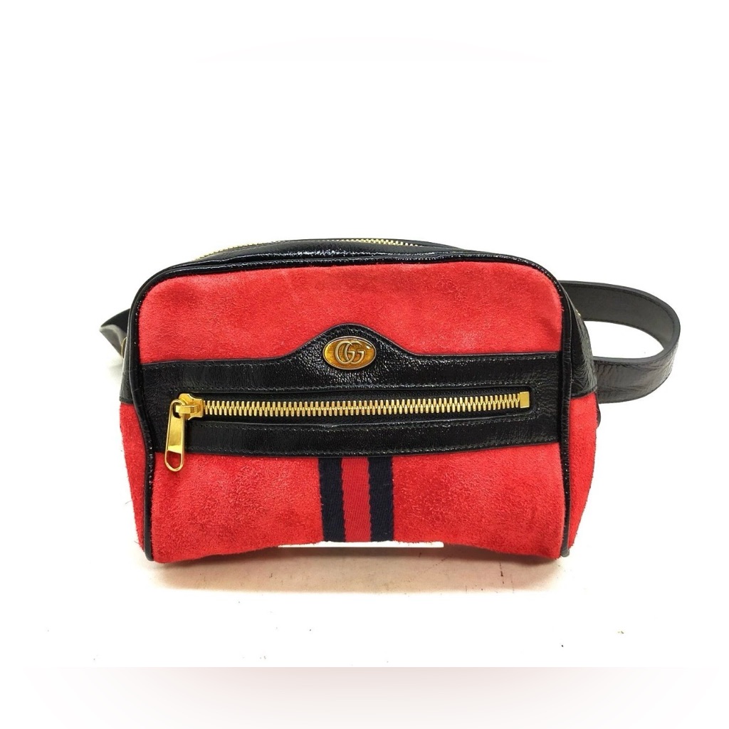 Gucci Waist Pouch Red Suede Leather
